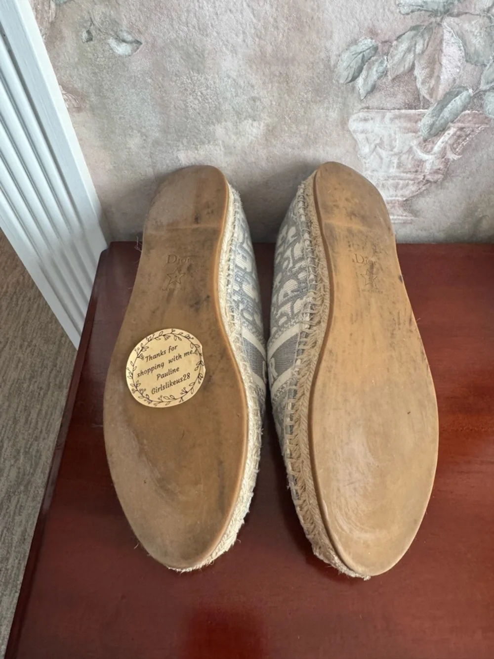 DIOR GRANVILLE ESPADRILLES Size 39 STONE GREY